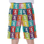 Cute Boston Terrier Faces Print Men's Beach Shorts