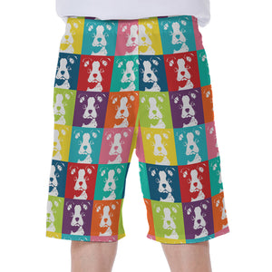 Cute Boston Terrier Faces Print Men's Beach Shorts