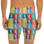 Cute Boston Terrier Faces Print Men's Long Boxer Briefs