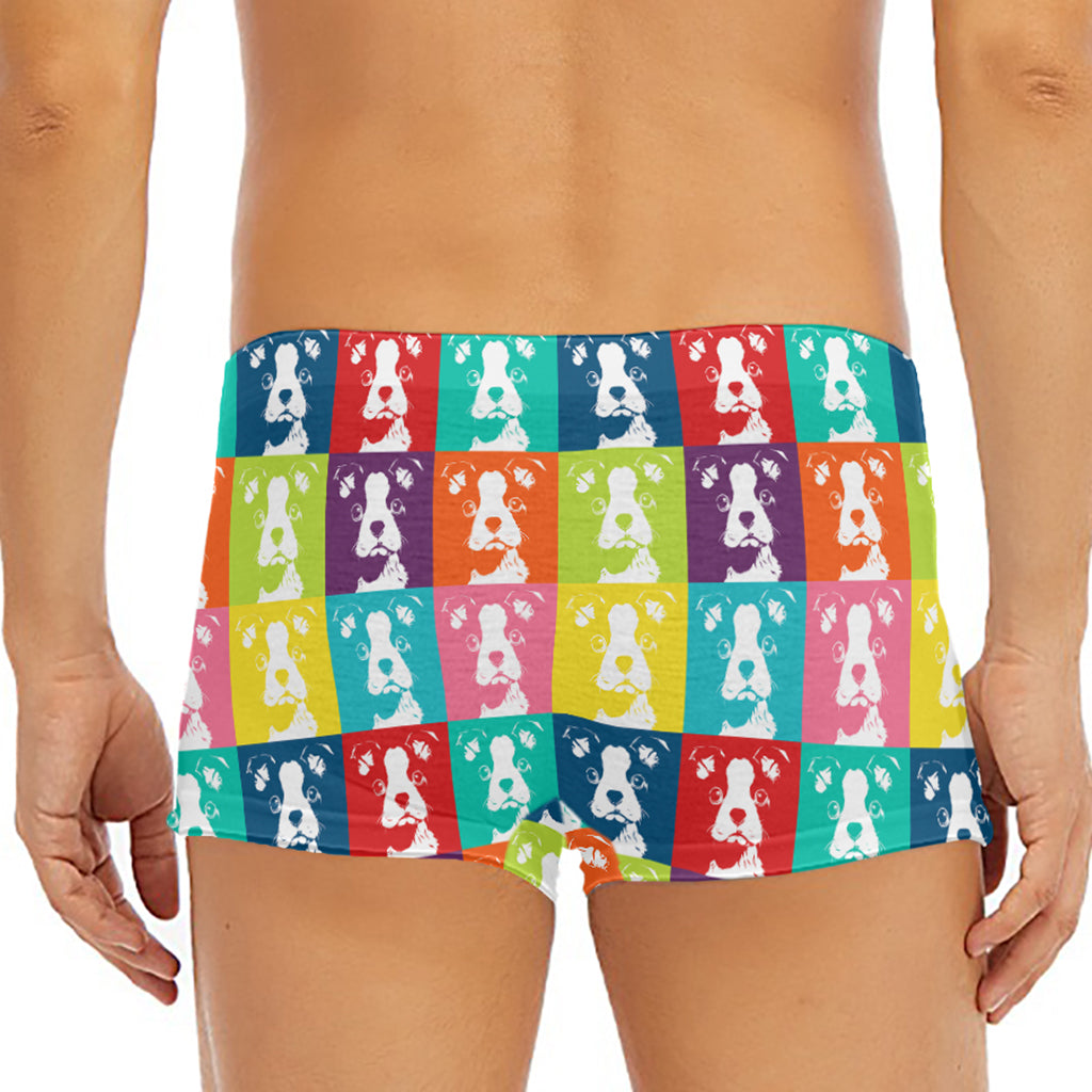 Cute Boston Terrier Faces Print Men's Short Boxer Briefs