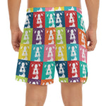 Cute Boston Terrier Faces Print Men's Split Running Shorts