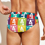 Cute Boston Terrier Faces Print Men's Swim Briefs