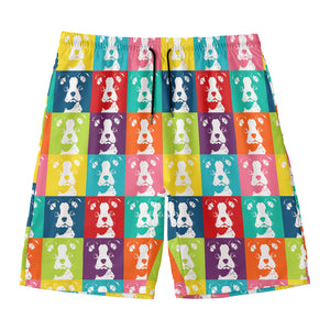 Cute Boston Terrier Faces Print Men's Swim Trunks