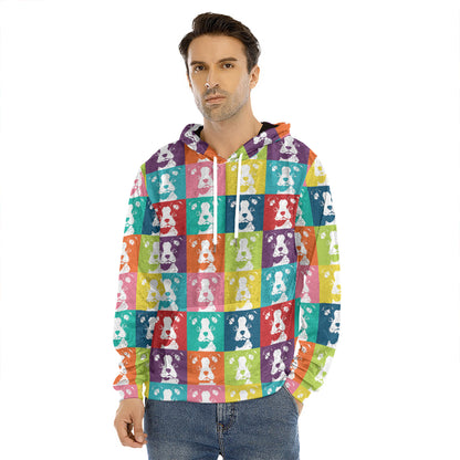Cute Boston Terrier Faces Print Men's Velvet Pullover Hoodie
