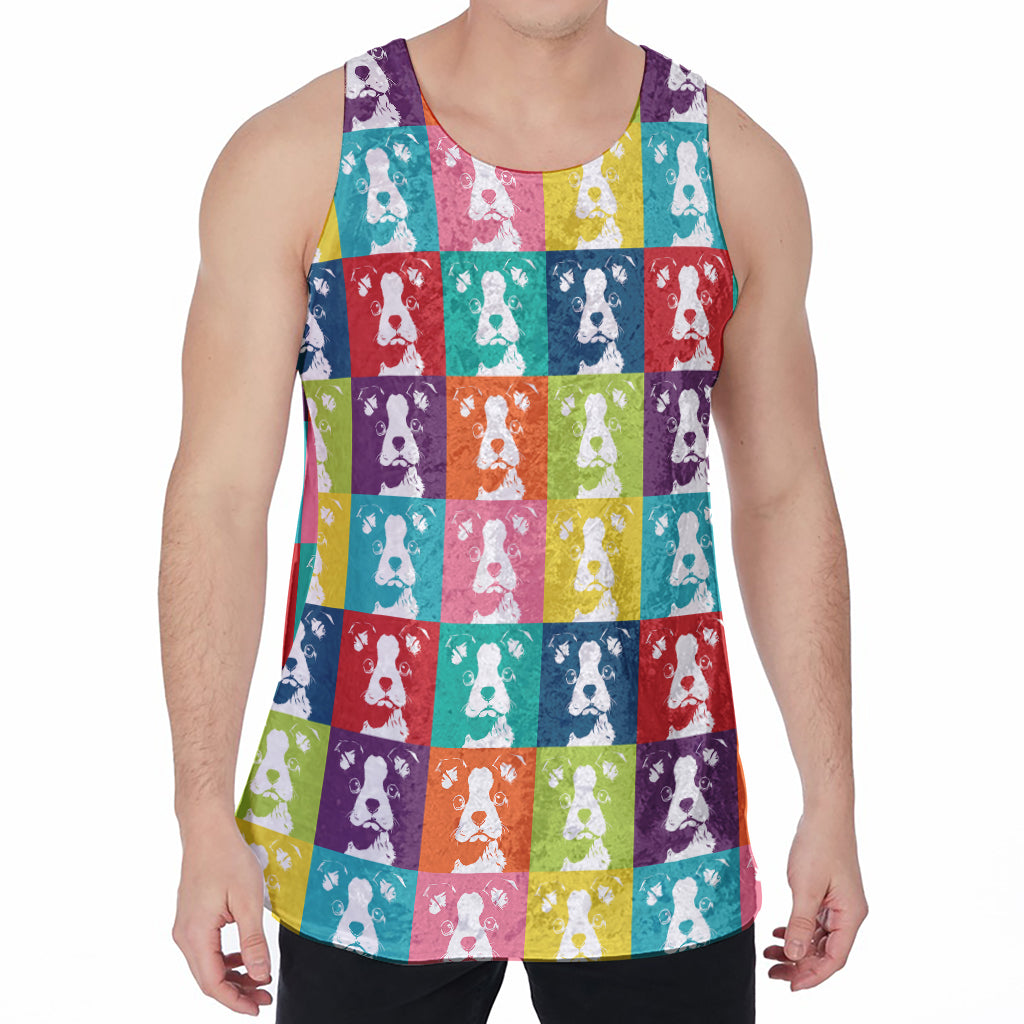 Cute Boston Terrier Faces Print Men's Velvet Tank Top