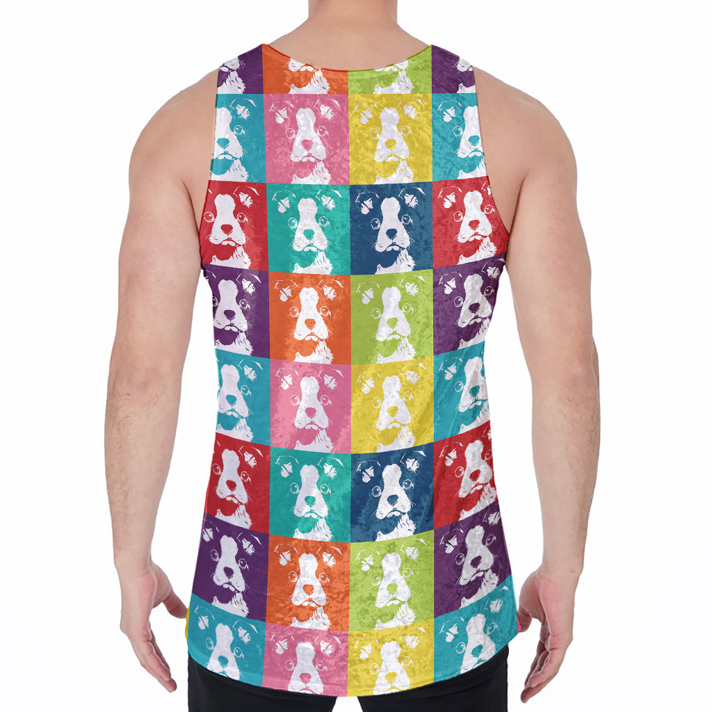 Cute Boston Terrier Faces Print Men's Velvet Tank Top