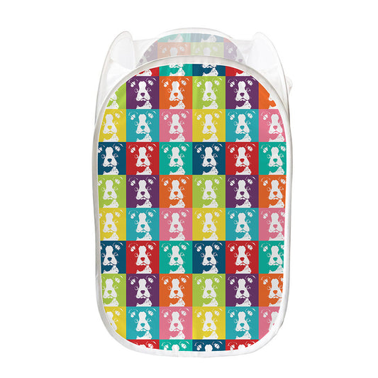 Cute Boston Terrier Faces Print Mesh Laundry Hamper