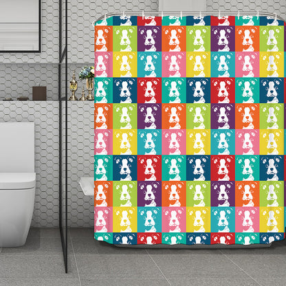 Cute Boston Terrier Faces Print Polyester Shower Curtain