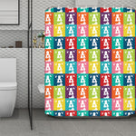 Cute Boston Terrier Faces Print Polyester Shower Curtain