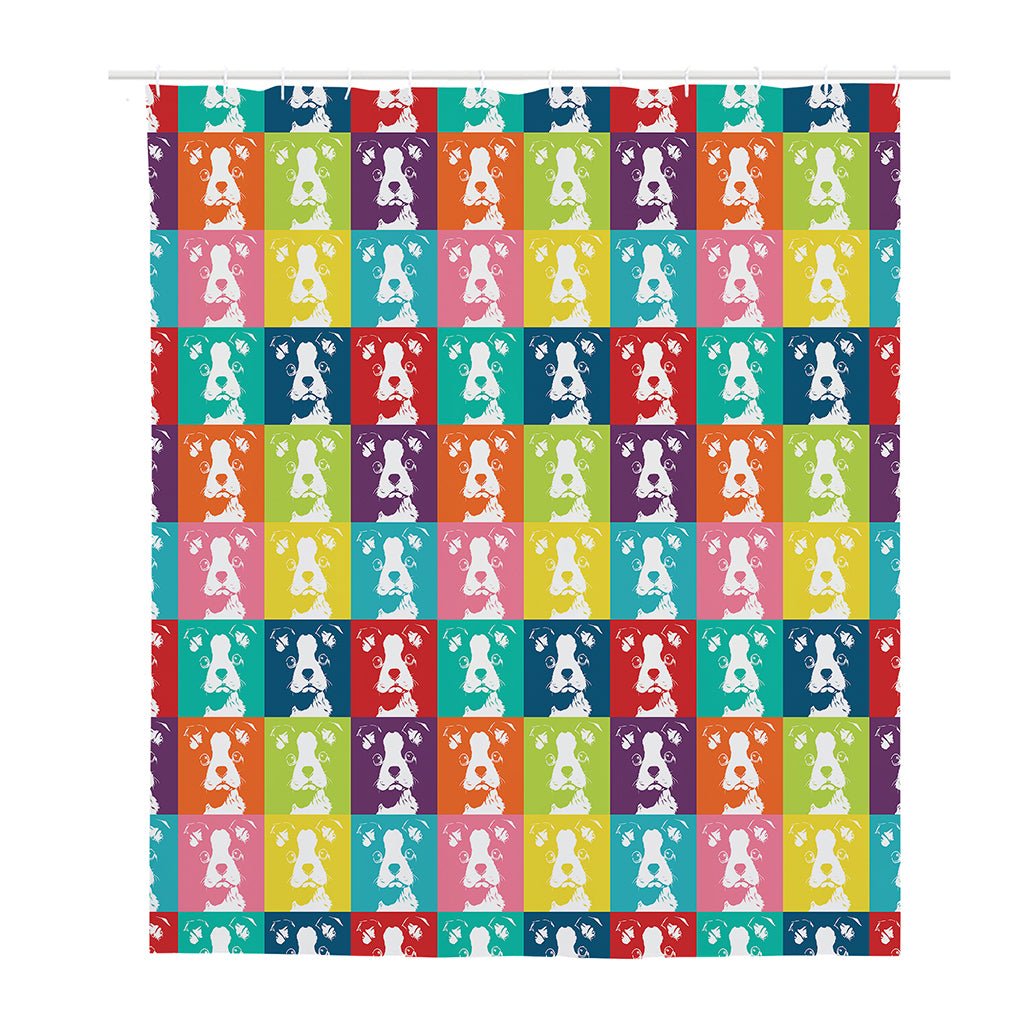 Cute Boston Terrier Faces Print Polyester Shower Curtain
