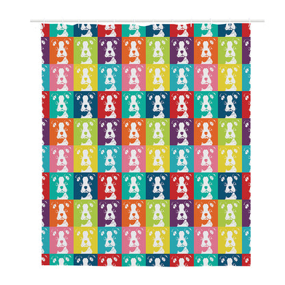 Cute Boston Terrier Faces Print Polyester Shower Curtain