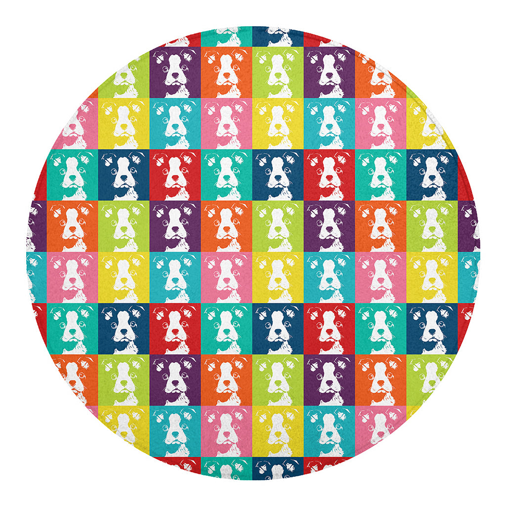 Cute Boston Terrier Faces Print Round Blanket