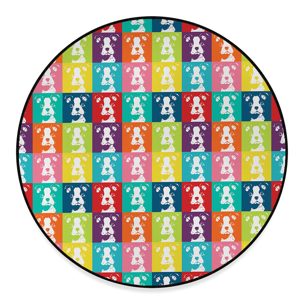 Cute Boston Terrier Faces Print Round Floor Mat