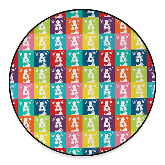Cute Boston Terrier Faces Print Round Floor Mat