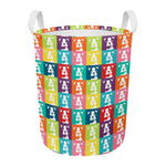 Cute Boston Terrier Faces Print Round Laundry Basket