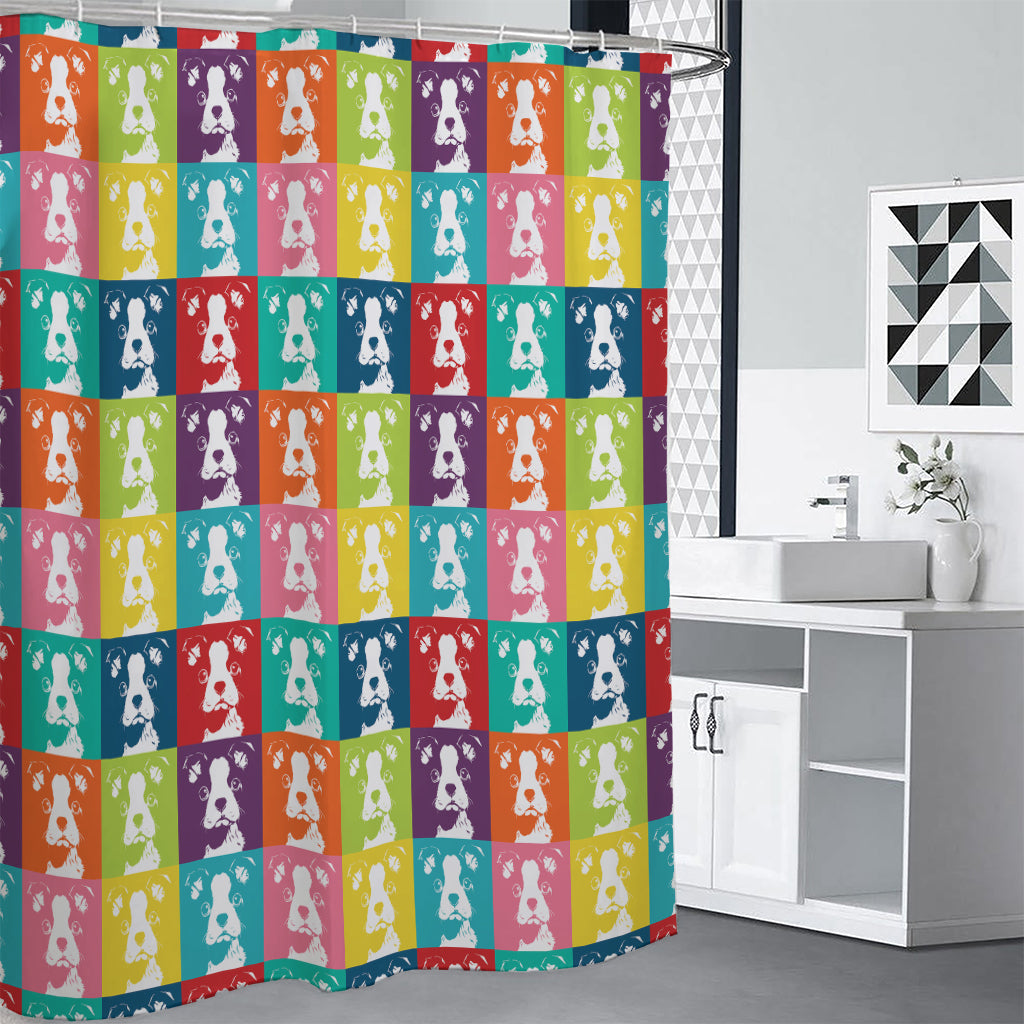 Cute Boston Terrier Faces Print Shower Curtain