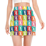 Cute Boston Terrier Faces Print Side Slit Mini Skirt