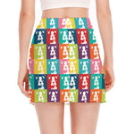 Cute Boston Terrier Faces Print Side Slit Mini Skirt