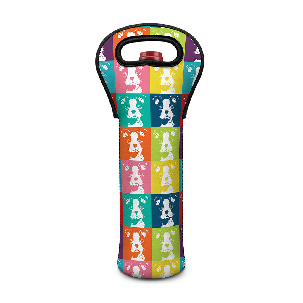 Cute Boston Terrier Faces Print Single Neoprene Wine Tote