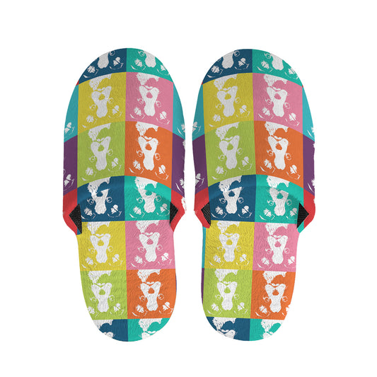 Cute Boston Terrier Faces Print Slippers