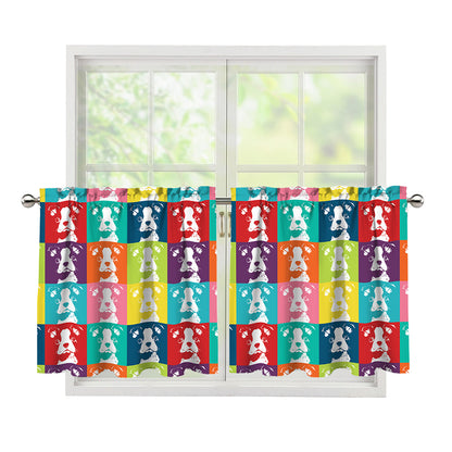 Cute Boston Terrier Faces Print Tier Curtains