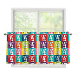 Cute Boston Terrier Faces Print Tier Curtains