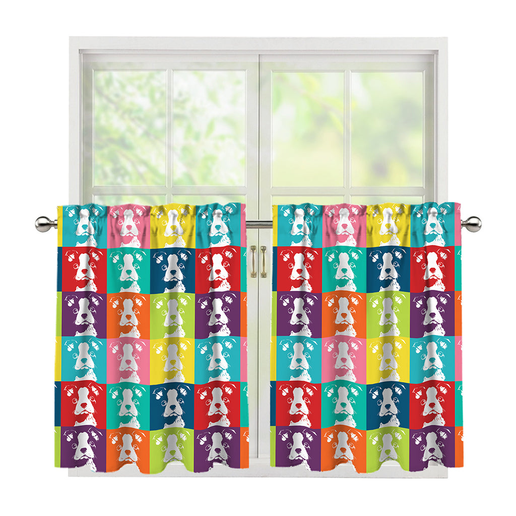Cute Boston Terrier Faces Print Tier Curtains