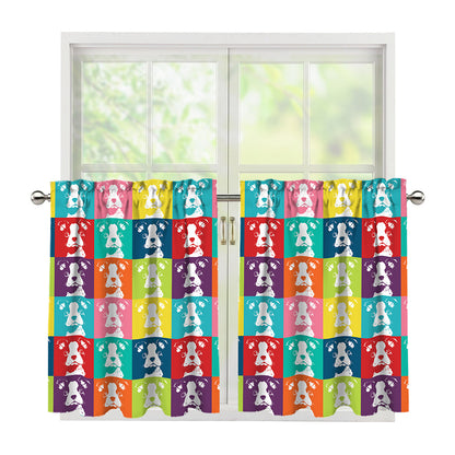 Cute Boston Terrier Faces Print Tier Curtains