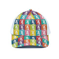Cute Boston Terrier Faces Print White Mesh Trucker Hat