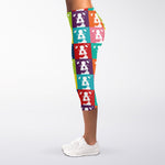 Cute Boston Terrier Faces Print Women's Capri Leggings