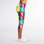 Cute Boston Terrier Faces Print Women's Capri Leggings