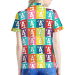 Cute Boston Terrier Faces Print Women's Polo Shirt