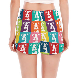 Cute Boston Terrier Faces Print Women's Split Running Shorts