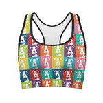 Cute Boston Terrier Faces Print Women's Sports Bra