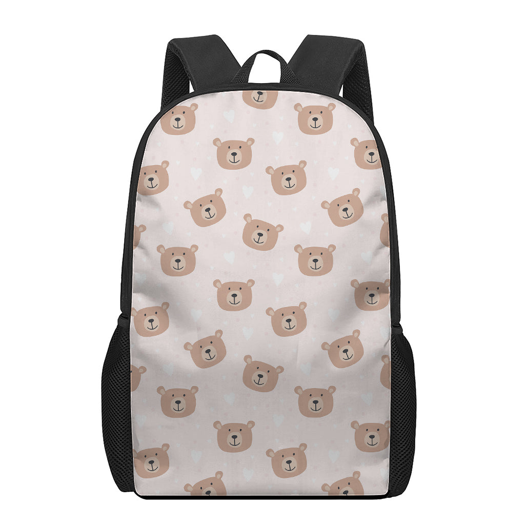 Cute Brown Bear Pattern Print 17 Inch Backpack