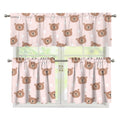 Cute Brown Bear Pattern Print 3 Piece Kitchen Curtains