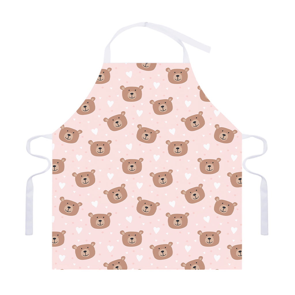 Cute Brown Bear Pattern Print Adjustable Apron