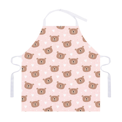Cute Brown Bear Pattern Print Adjustable Apron