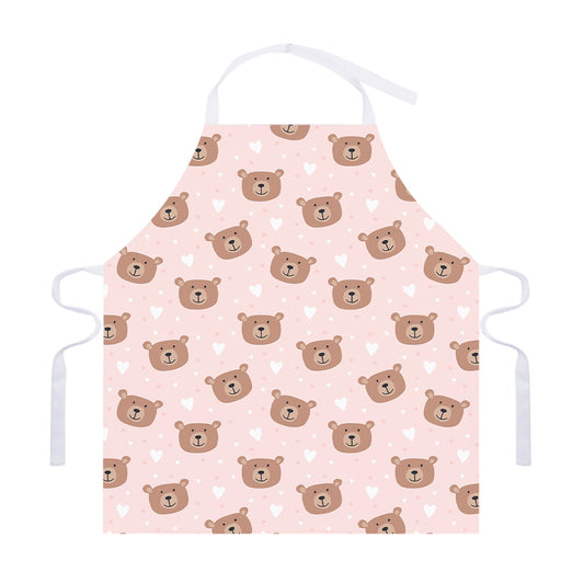 Cute Brown Bear Pattern Print Adjustable Apron