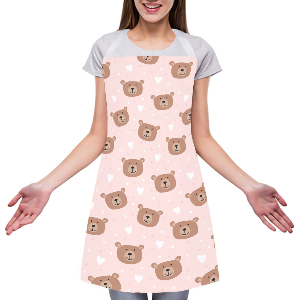 Cute Brown Bear Pattern Print Adjustable Apron