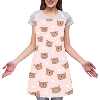 Cute Brown Bear Pattern Print Adjustable Apron