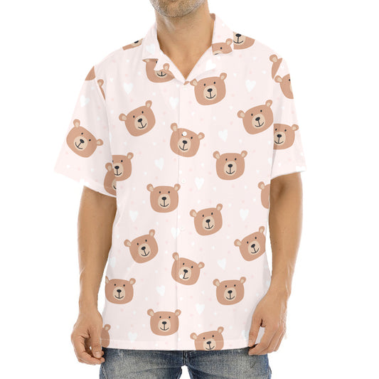 Cute Brown Bear Pattern Print Aloha Shirt