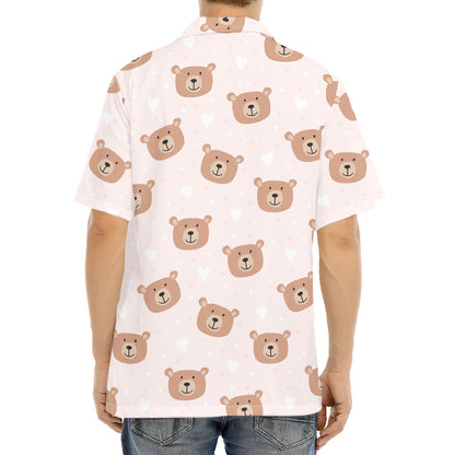 Cute Brown Bear Pattern Print Aloha Shirt