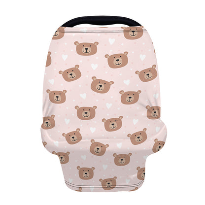 Cute Brown Bear Pattern Print Baby Seat Cover