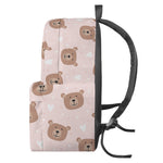 Cute Brown Bear Pattern Print Backpack
