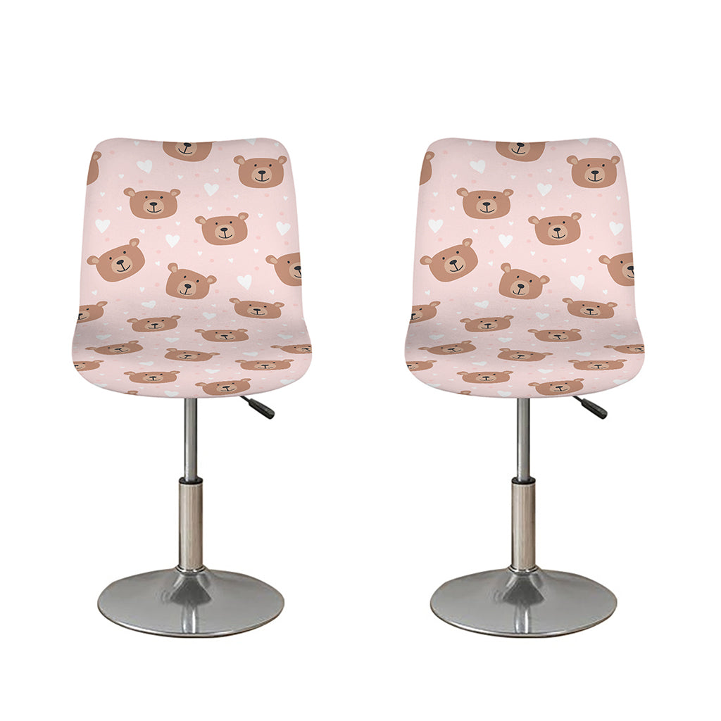 Cute Brown Bear Pattern Print Bar Stool Covers