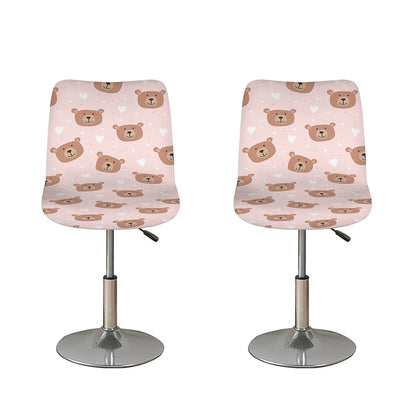Cute Brown Bear Pattern Print Bar Stool Covers