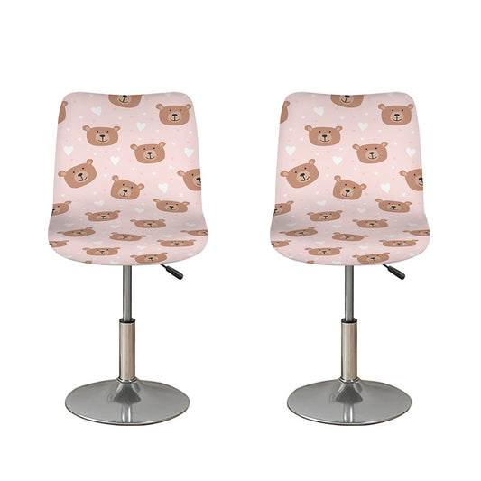 Cute Brown Bear Pattern Print Bar Stool Covers