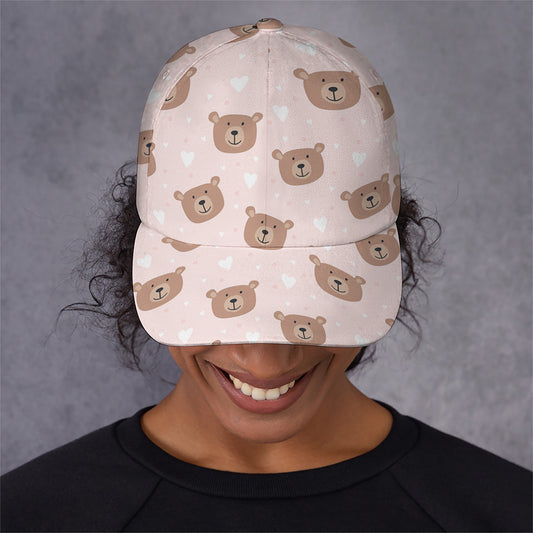 Cute Brown Bear Pattern Print Baseball Cap