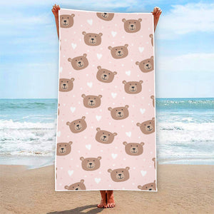 Cute Brown Bear Pattern Print Beach Towel